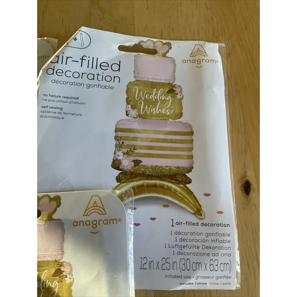 Anagram Wedding Wishes Air Filled‎ Decoration Cake Balloon Lot Of 3